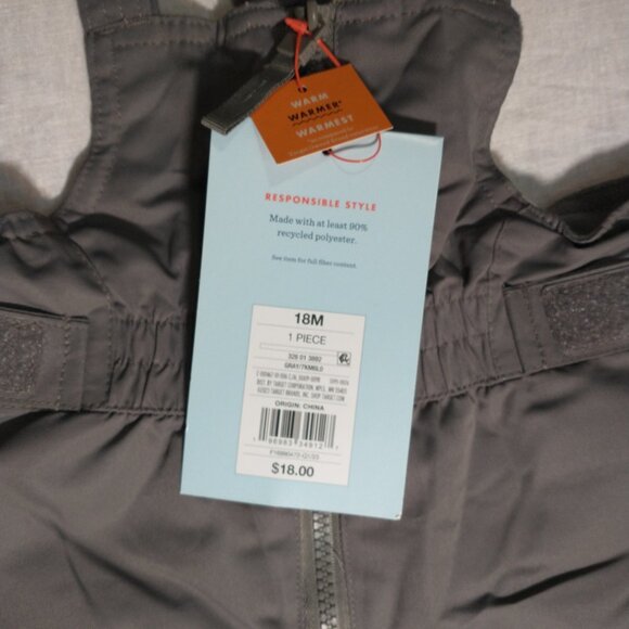 CAT & JACK Baby Toddler Snow Bibs Ski Pants Size 18M, Gray Insulated Adjustable - Picture 9 of 11